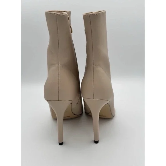Nude High Heel Ankle Boots Women's 10 Zip Up Stiletto Heel Dress Booties - Picture 3 of 6